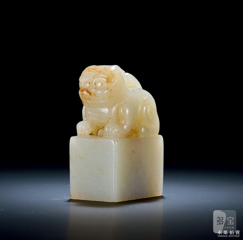 明 白玉虎钮印章